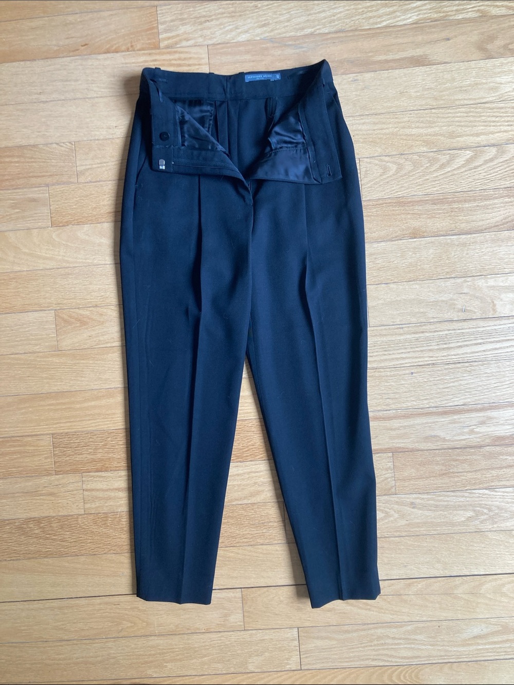 Alexander McQueen Black High-Waist Pleated Dress Pants
